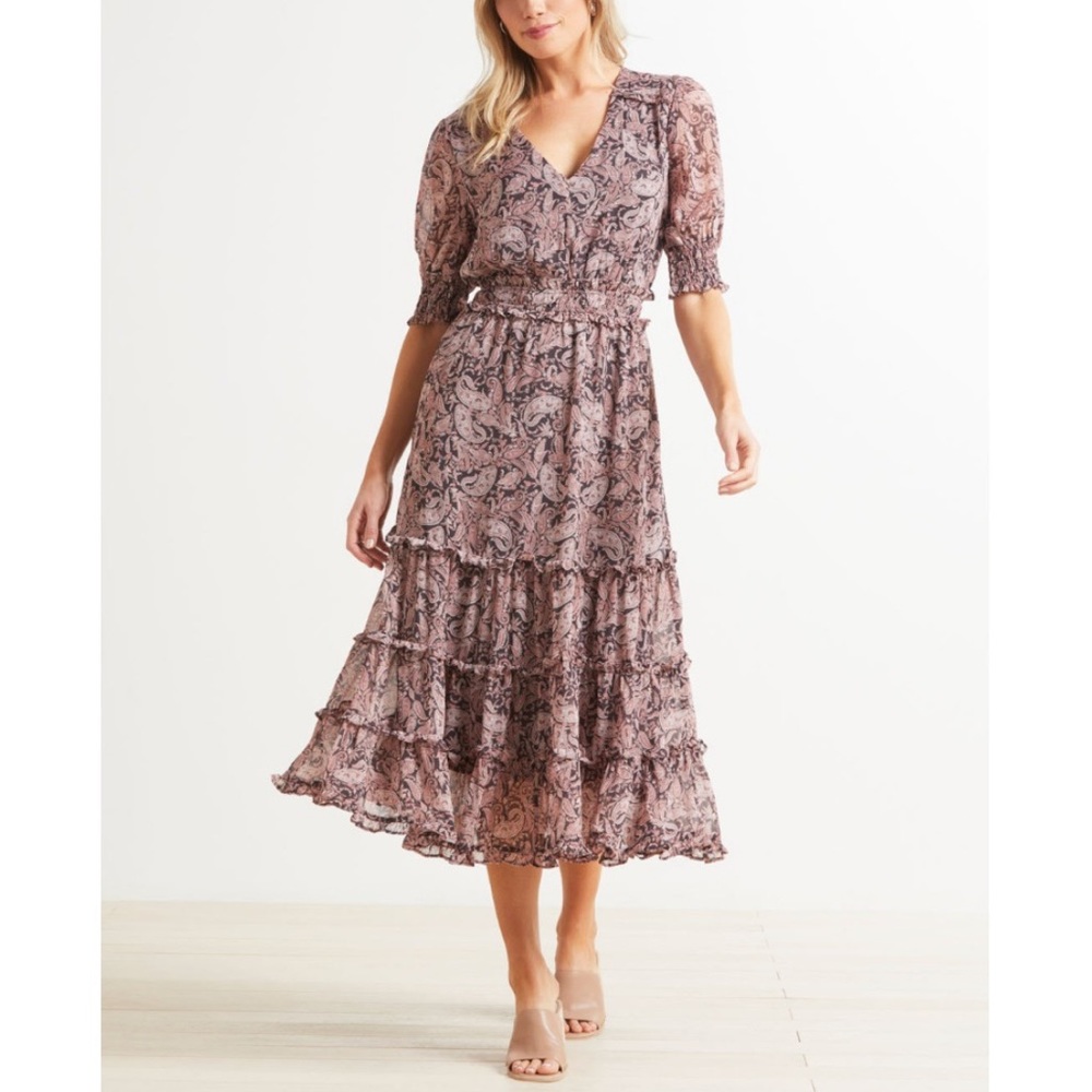 Roan & Ryan Elsa Paisley Ruffle Dress Maxi/Midi Size Small.